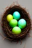 Placeholder: Scaled fantasy gradient dragon eggs in a nest