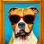 Placeholder: Portrait of a pitbull wearing sunglasses by Van Gogh