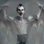 Placeholder: a vampire with arms outstretched viewed from the side photorealistic