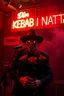 Placeholder: An spanish Guy with psychotic big eyes "Enrique" performing at dance club, his name is the stalker "Enrique" Red roses On stage, red Neon lights and smog, and "Din KEBAB I NATT" big sign on the wall, serenade under balcony, ZORRO vibes