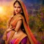 Placeholder: bright indian fairy, beautiful portrait, flowery landscape, light, sun