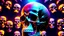 Placeholder: hundreds of non-anatomically correct, dark comic art, graphic novel,human skulls stacked into a wall unusual neon lighting, high velocity, 64k, dystopian, vray,