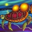 Placeholder: Oil painting style turtle and night scene