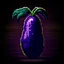 Placeholder: Highly detailed high quality pixelated art giant eggplant emoji, graphic design, dark aura background