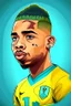 Placeholder: Gabriel Jesus Brazilian football player ,cartoon d