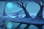 Placeholder: Ice blocks near one tree, night, lagoon reflection, sci-fi, epic,