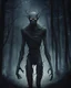 Placeholder: dedans les bois la nuit forme humanoïde, peaux humaine nuit nuit grand fin monstre migre