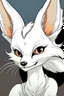 Placeholder: A glamorous feminine white fox with big ears in the style of Maus comic book