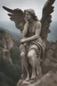 Placeholder: A large statue on a cliff of a crying angel