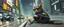 Placeholder: master oil painting by Rembrandt, pen outline,the tilted quilter,glasses and ticks, cyberpunk imagery synchronized stylized fluffy gremlin wolf rat laying low holding a few guns barely hanging on, drumming kit flat power trike flickering stable core, wet reflective salt flat city, fast motion blur background, translucent tube cars, technocracy mega tv