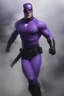 Placeholder: Kent Walker aka THE PHANTOM, Strong, athletic physique, action poses, skin-tight, formfitting purple bodysuit, skin-tight, formfitting purple cowl, black eye disguise, black utility belt, double holstered pistol belt, black knee-high boots, glowing white eyes, battle scars, blood, ((foggy, cloudy background, multicolored lightning, flowing lava, Full Eclipse, aliens, explosions, bright, vibrant, extremely colorful, detailed, blood red skies))