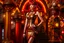 Placeholder: full body shot of a skinny Cleopatra, with a bob red hairstyle, standing in a steampunk setting.