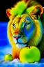 Placeholder: lion eat apple with snow and blue mood the lio yellow mood