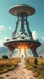 Placeholder: Unrealistic . Imaginative. Unique. Photorealistic. interpretations. Distinct . Natural beauty . Highly Symmetry. Highly Detailed. Intricate. Mystery. Puzzle. Illusion. Dystopian. Colossal. Architecture .UFO starship landed on the field