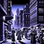 Placeholder: Illustrate a street view of people engulfed in technology in a asian city in Rockwell Kent's artist style (similar style like the previous one)