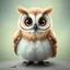 Placeholder: a cute fluffy barn owl, big eyes and a body like a sphere