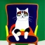 Placeholder: oil portrait of tricolor pattern Cat sleeping in a sofa by monet 8k