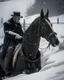 Placeholder: victorian era, a dead horse buried under the snow, its rider bead by its side, Apocalyptic, epic, photo-realistic, widescreen, cinematic, movie