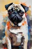 Placeholder: Portrait of a pug in style of Chris Forsey