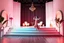 Placeholder: 3d recusive stage with modern 3d structre and modern decoration a godoss lady dancing salsa with cute ,the background is evolving and animating