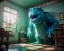 Placeholder: room scene with a big moppet monster, realistic photo, concept art, smooth, unreal engine 5, god lights, ray tracing, RTX, lumen lighting, ultra detail, volumetric lighting, 3d.