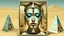 Placeholder: Unique glass metal ripped surrealistic artwork with shiny punk girl skull screening shackled by pyramids and geisha, while holding a face doing face pulling, the open cavity inside the body is a scene of an ancient Egyptian painting in the Gesang desert 5D diorama, with seven open panels on the body revealing a forest with a thousand shadows, giving a triple exposure effect on a Balinese girl and her neck cavity, with a background in the passage of time