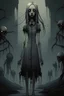 Placeholder: strane tall lady, horror, little nightmare videogames style