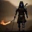 Placeholder: warrior walking into the flame, cinematic, HDR, highly detailed, mask cover whole face and hood, scull mask, ProPhoto RGB, Half rear Lighting, nsane details, intricate details, 32k, Super-Resolution, DOF, Color Grading, Depth of Field, ghost, messenger of death, non photorealistic rendering