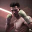 Placeholder: Cyberpunk Man boxing in the ring unreal 5, octane render,cinema4d, dynamic lighting, 8k, redshift render, highly, hyperrealism ultra detailed, hyper realistic.