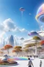 Placeholder: ville futuriste ultra moderne, ufos, rainbows,intergalactic city