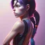 Placeholder: revy black lagoon, purple hair, black tank top, jean shorts, tribal sleeve left arm, portrait shinkai makoto, studio ghibli, studio key, madhouse anime studio, artgerm, lau rossdraws james jean marc simonetti pixiv