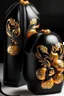 Placeholder: Boxing gloves with black punching bag embossed with golden tiger lily flower