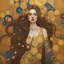 Placeholder: 🔥 PROMPT: A stunning painting in the style of Gustav Klimt depicting a woman with long hair in a full-body portrait. The artwork features golden circles and swirls, a shimmering gold leaf background, and rich, detailed colors. This intricate piece exemplifies the Art Deco movement with its masterful design and vibrant elements.