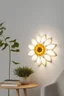 Placeholder: Wall lamp inspired by sunflower ,modern aesthetic , versality and yellow color scheme