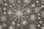 Placeholder: snowflakes, flowers, blur 5%, double exposure, merged layers, silver glitters, in the first part (near to us) of the picture you can see a plain sandblown smoked glass, engraved with a folk art pattern, the glass is cracked in several places, in some places the glass is broken, crumpled burlap, through it you can see a tropical rainforest with a waterfall, mist, tooth, sunrise