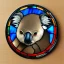 Placeholder: round coaster of koala with stained glass window effect, highly detailed, intricate, warm colors, stained glass window, glossy from rain, warm lighting, dramatic lighting