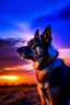 Placeholder: dog,purple blue color,sky,sunset