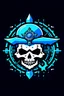 Placeholder: An 8-bit style symmetrical logo featuring a pirate skull wearing a pirate hat and compass with a blue glow.