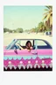 Placeholder: Vintage polaroid of a hippie car,crochet, purple, turquoise, Priscilla presley