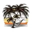 Placeholder: A palm tree and hammock, tropical, tranquil, sunset lighting, T-shirt design graphic, vector, contour, white background