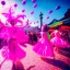 Placeholder: Ultra Realistic photo, medium shot view, drunken dancer women, carnival scene, steampunk. Pink hair, confeti, Sunglasses, smoking, happy, festival, red fog. highly detailed, concept art, unreal engine 5, ray tracing, RTX, lumen lighting, ultra detail, volumetric lighting, 3d, finely drawn, high definition, high resolution.