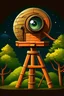 Placeholder: treehouse vector cartoony infographic telescope