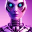 Placeholder: One eye Modern robot face, Sci-fi character, purple backlight, pink and purple, scifi suit, profile, purple background, pink lighting