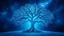 Placeholder: A large and sturdy tree of life in the center with luminous branches in a blue and galaxy-colored space in a special, eye-catching and psychedelic space.