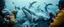 Placeholder: close up on scared people, collisions, aggression, ship hitting animals, animals interacting with vehicles, whales near boats, overlapping subjects, chaotic composition, distortion, surreal behavior, violence, confusion, merged objects, happiest whale ever