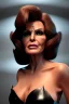 Placeholder: Raquel Welch as evil queen in black leather gown, angry, busty, curvey, cleavage, unreal 5, octane render, cinema4d, dynamic lighting, dramatic lighting, 4k, redshift render, highly detailed, hyper realistic