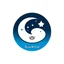 Placeholder: Logo, vector, clean, circle logo with a face looking up at the moon clouds and stars