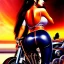 Placeholder: portrait of busty beautiful 'Female Rider on Shotaro Kaneda's Bike',painting by Earl Norem, simon Bisley, evan lee, 86-86, oil on canvas, cinematic composition, extreme detail,fit full head inside picture,8k