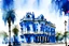 Placeholder: blue watercolor of the palacio salvo, montevideo