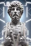 Placeholder: Humans are created free, but they are always in a chain that they have woven themselves، The chain is sent from the top by the icon of virtual programs such as Insta, Twitter, Facebook, and at the bottom it wraps around the Greek statue of man who struggling , neon light , future classic style, unreal engine , fuul body statue